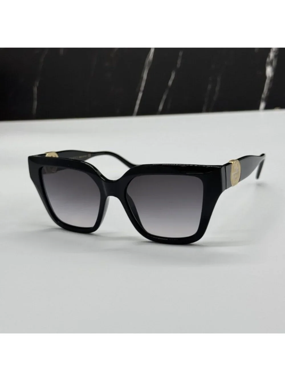 New Gucci GG1023S 001 with Gold Chain Women Cat Eye Sunglasses